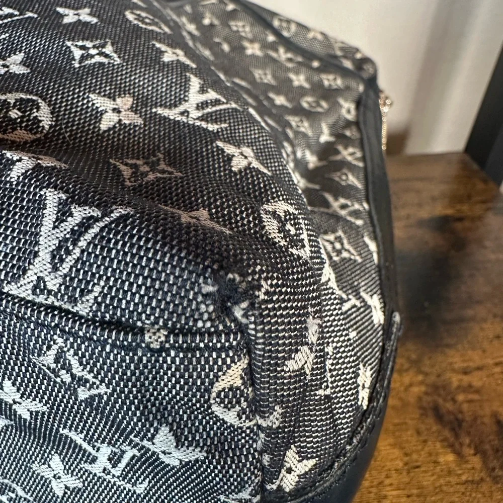 Authentic Louis Vuitton Mini Lin Mary Kate Black Monogram Canvas Denim Tote - Picture 9 of 16